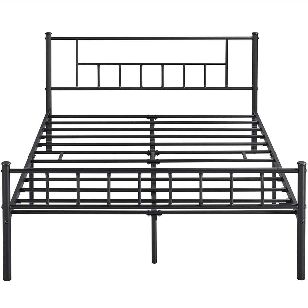 Metal Full Bed with Headboard and Footboard, Black Queen Bed Frame Furniture Bedroom