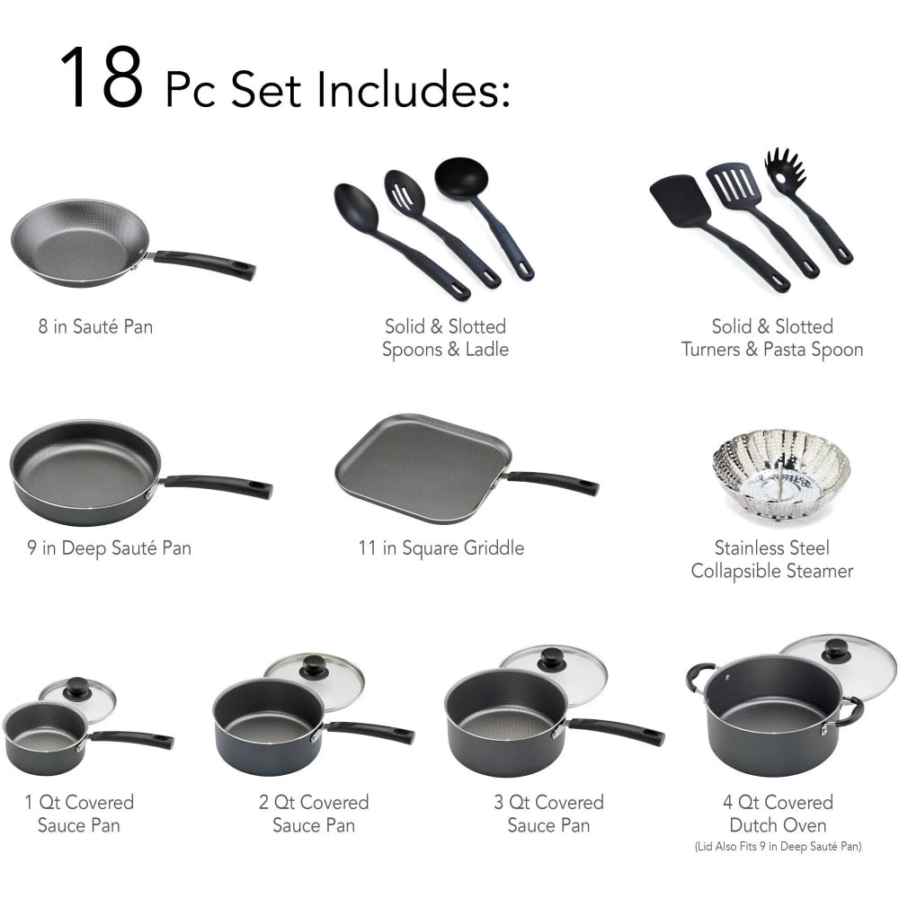 Tramontina Primaware 18 Piece Non-stick Cookware Set, Red,2023 NOW!