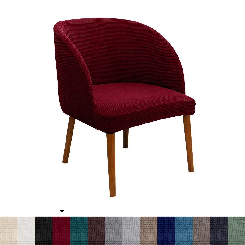 Jacquard Accent Round Seat Cover Slipcovers Curved Back Dining Chair Protector Cover for Kitchen Living Dressing Room