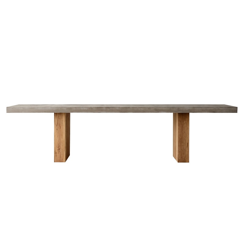 Nordic quiet wind dining table full solid wood minimalist cement ash rectangular office negotiation table worktable