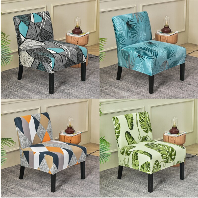 Armless Accent Slipper Chair Cover Elastic Sofa Stool Slipcover Jacquard Stretch Dining Couch Protector For Living Room Decor