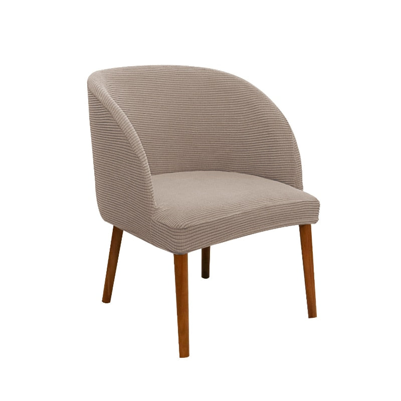 Jacquard Accent Round Seat Cover Slipcovers Curved Back Dining Chair Protector Cover for Kitchen Living Dressing Room