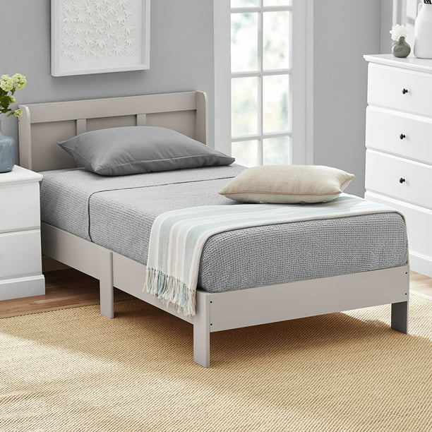 Sauder Parklane Platform Twin Bed with Headboard, Soft White Finish (Mattresses Not Included) bedframe twin bed frame