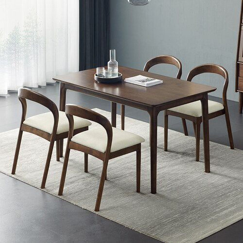 Solid wood dining tables and chairs small household type Nordic black walnut wood table Japanese rectangular table