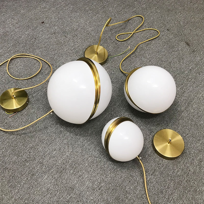 Nordic Modern LED Pendant Lights Dining Table Decor Bedroom Restaurant Chandelier Fixtures Golden Hanging Lamp Ball Lampshade