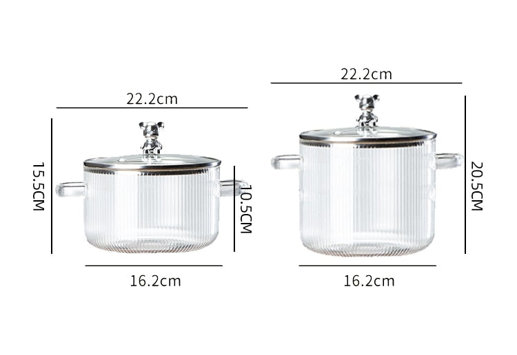 New Household Large Soup Bowl Salad Bowl with Lid Instant Noodle Bowl Can Directly Cook Binaural Glass Pot