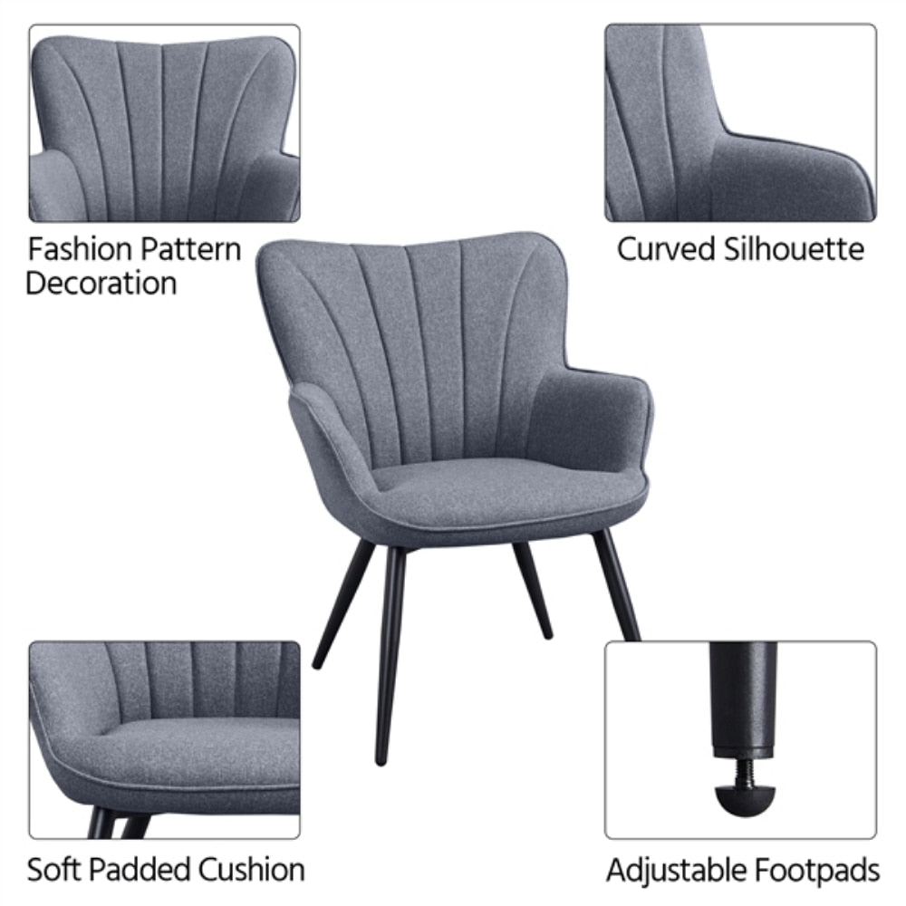 Wingback Chair, Gray Dining Chair Nordic Furniture Accent Chairs for Living Room Designer Chair Rattan Chair