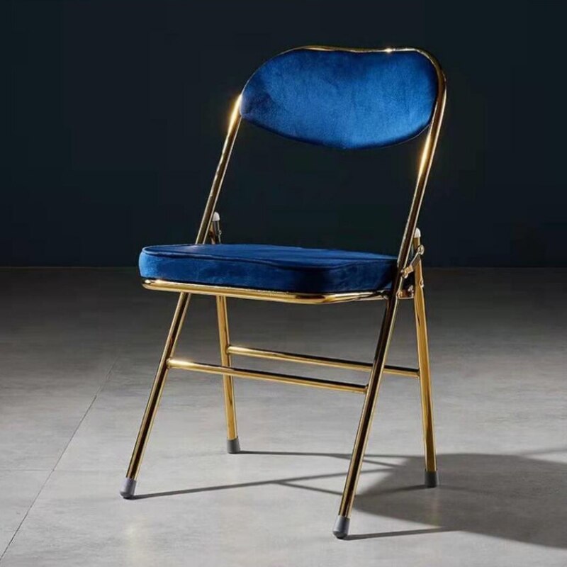 Classic Thickened Electroplated Folding Chair Comfortable Dining Chair Office Chair Accent Chairs for Living Room Furniture Ins