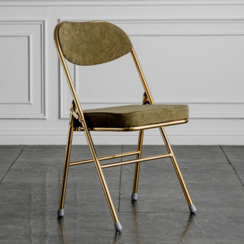 Classic Thickened Electroplated Folding Chair Comfortable Dining Chair Office Chair Accent Chairs for Living Room Furniture Ins