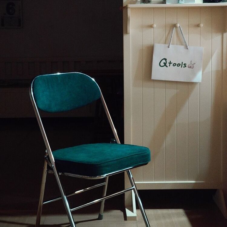 Classic Thickened Electroplated Folding Chair Comfortable Dining Chair Office Chair Accent Chairs for Living Room Furniture Ins