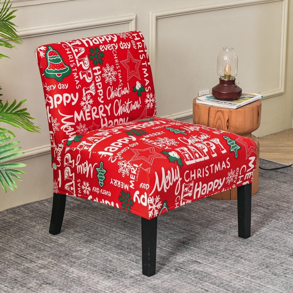 Armless Accent Slipper Chair Cover Elastic Sofa Stool Slipcover Jacquard Stretch Dining Couch Protector For Living Room Decor