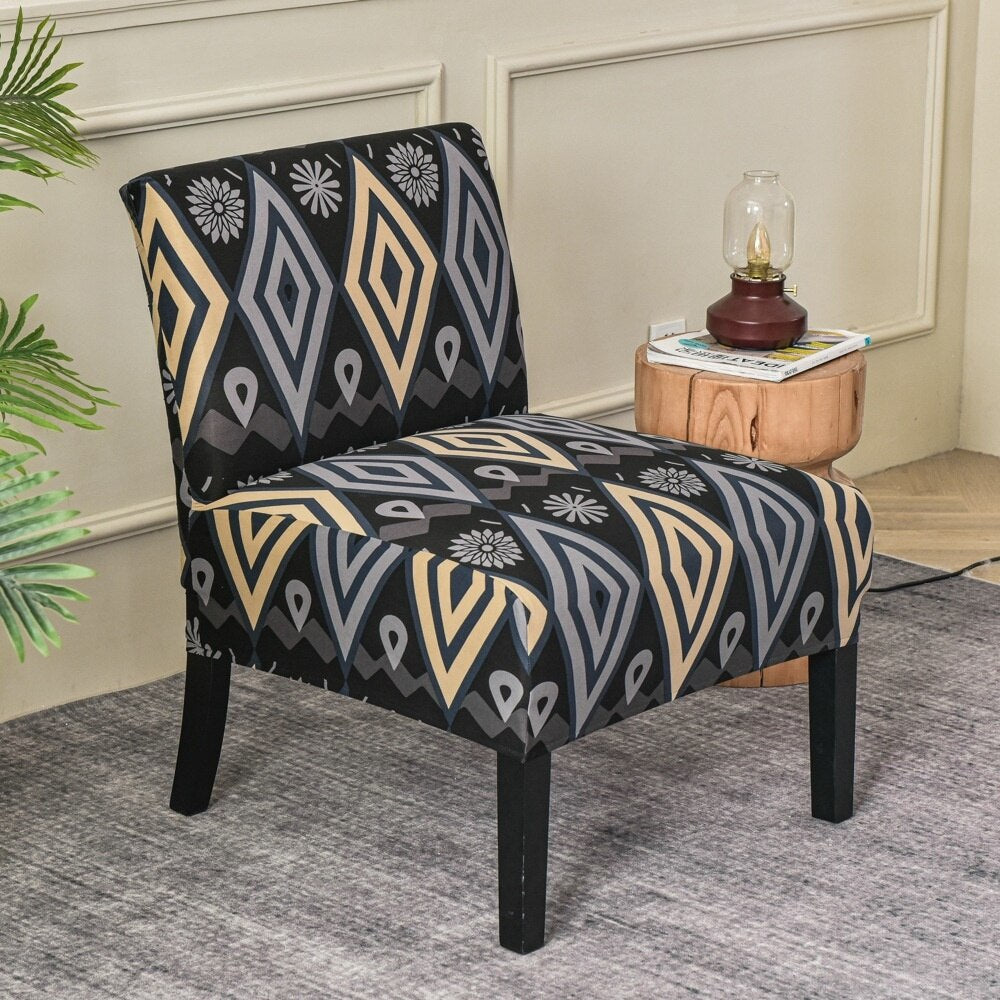 Armless Accent Slipper Chair Cover Elastic Sofa Stool Slipcover Jacquard Stretch Dining Couch Protector For Living Room Decor