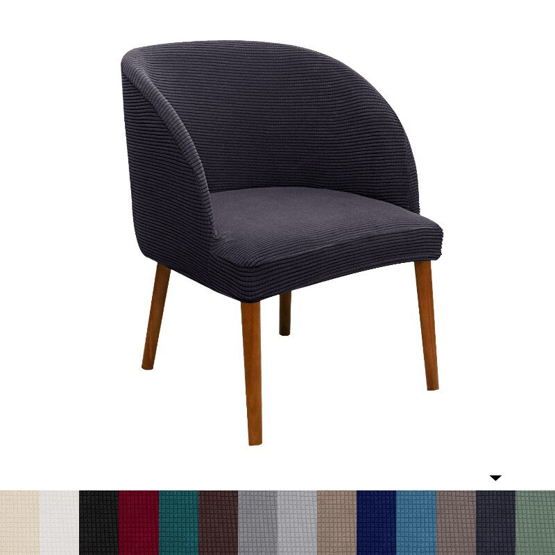 Jacquard Accent Round Seat Cover Slipcovers Curved Back Dining Chair Protector Cover for Kitchen Living Dressing Room