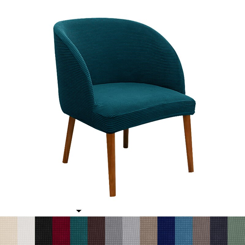 Jacquard Accent Round Seat Cover Slipcovers Curved Back Dining Chair Protector Cover for Kitchen Living Dressing Room