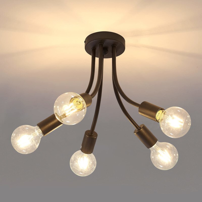 Close to ceiling light fixtures home Decor Warm And Romantic Lighting indoor Modern Living Room Lamp Black Golden Chandelier