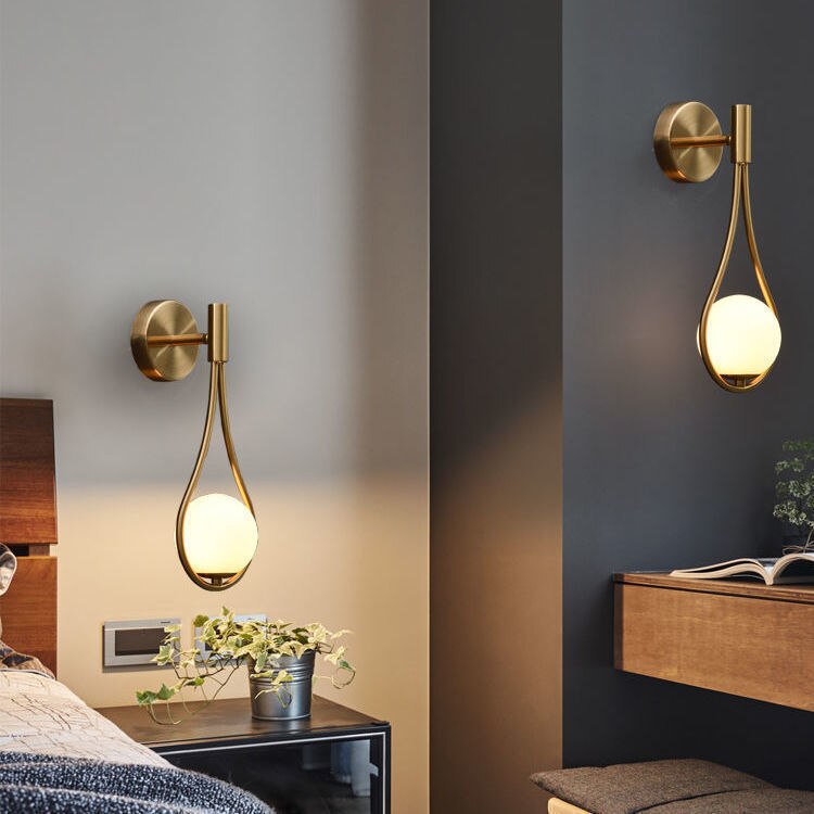Modern Glass Ball Wall Sconce Light Fixture Bedroom Bedside Home Decoration Living Room Gold Lighting Lamp Indoor Free Shipping