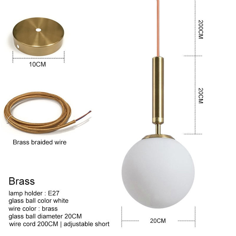 Modern Pendant Lamp Luxurious Gold Glass Ball Lampshade Hanging Lights Fixtures For Dining Room Bedroom Decoration Lighting