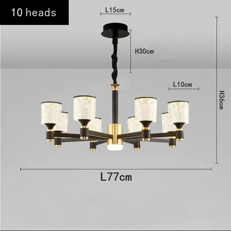 Nordic light luxury living room led crystal chandelier modern minimalist luxury dining room bedroom gold and black ceiling lamps
