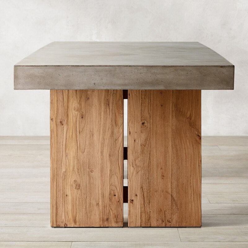 Nordic quiet wind dining table full solid wood minimalist cement ash rectangular office negotiation table worktable