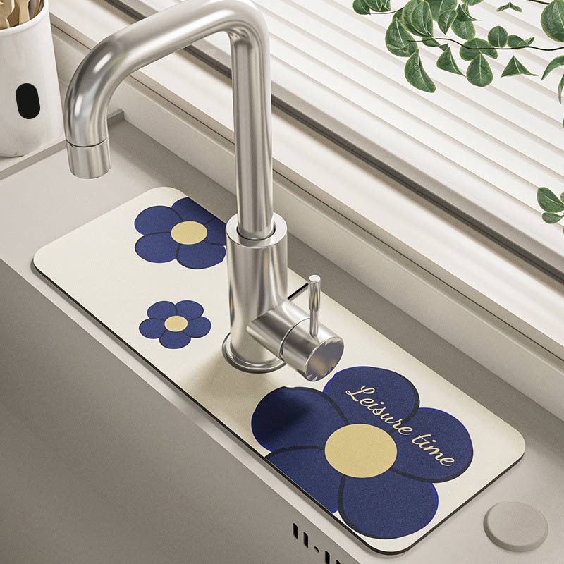 Classic Sink Faucet Drain Pad Table Mat Toilet Diatom Mud Absorbent Pad Non-slip Anti-mildew Mat for Kitchen Countertop Dining