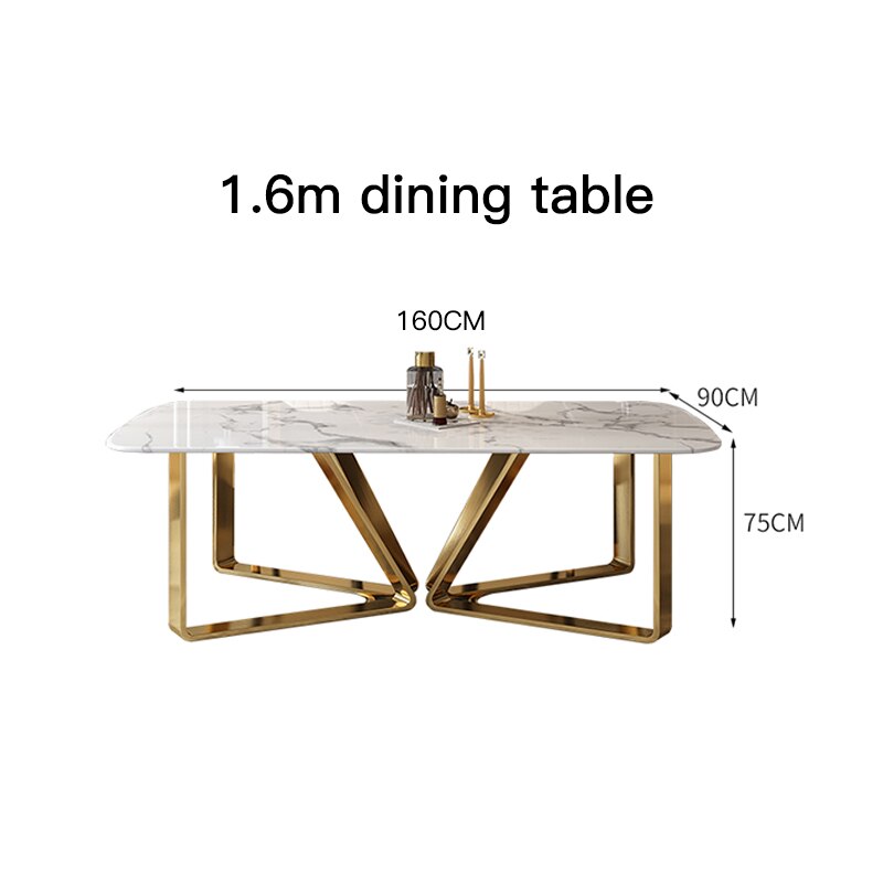 Metal Luxury Marble Table Dining Rectangular For Home Modern Minimalist Rock Slab Small Mesa De Comedor Salon Furniture FGM