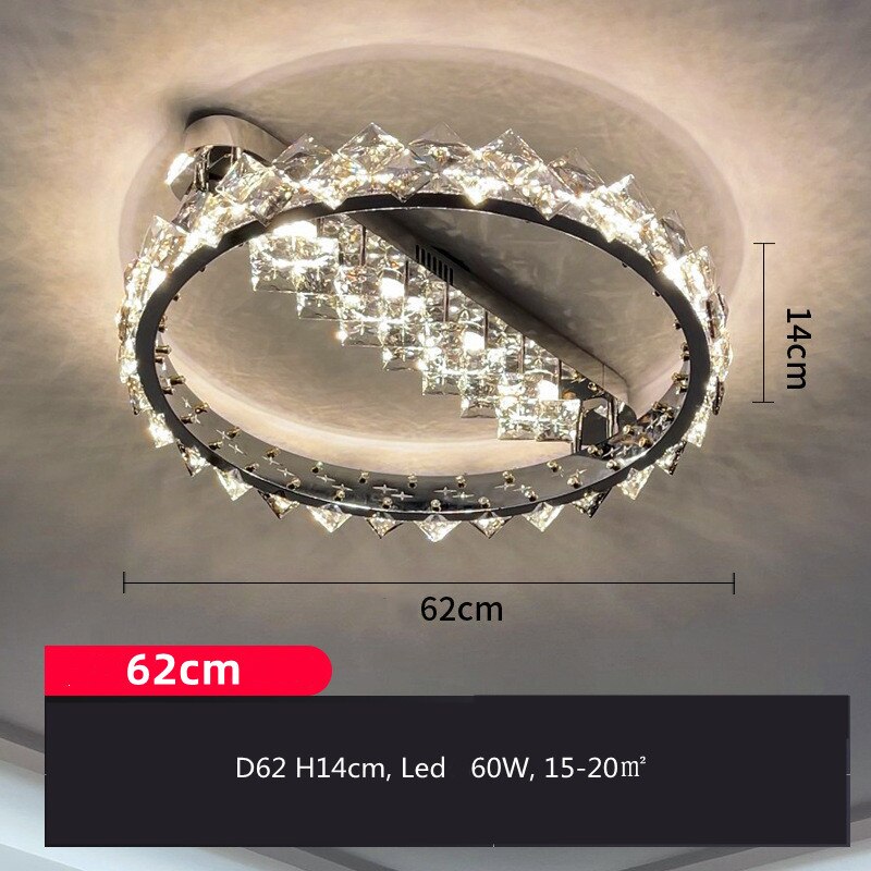 Modern Luxury Crystal Ceiling Lamp Lights Stainles Steel Chrome Dimming For Living Dining Room Bedroom Lustre Luminaire Lighting