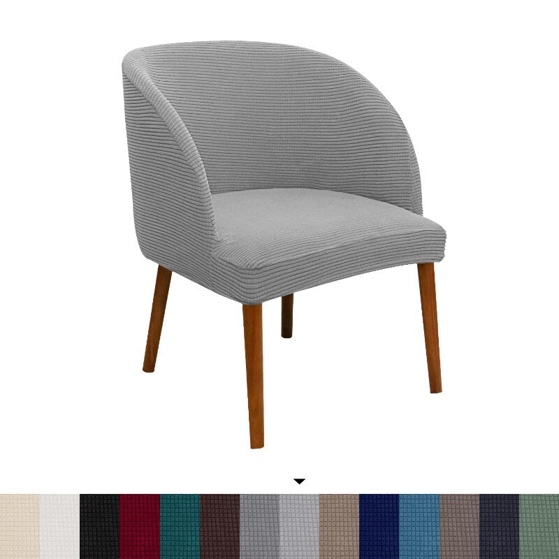 Jacquard Accent Round Seat Cover Slipcovers Curved Back Dining Chair Protector Cover for Kitchen Living Dressing Room