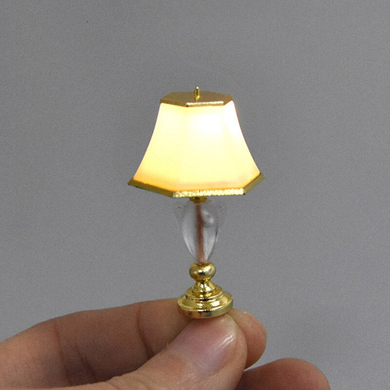 1:25 Mini Lighting Table Lamp Dollhouse Miniatures Accessories Doll House Bedroom Floor Lamp For Kid Children