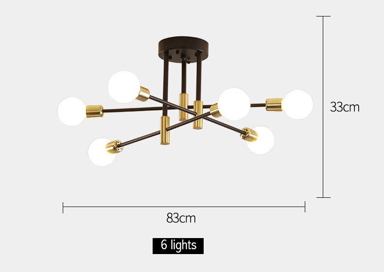 Close to ceiling light fixtures home Decor Warm And Romantic Lighting indoor Modern Living Room Lamp Black Golden Chandelier