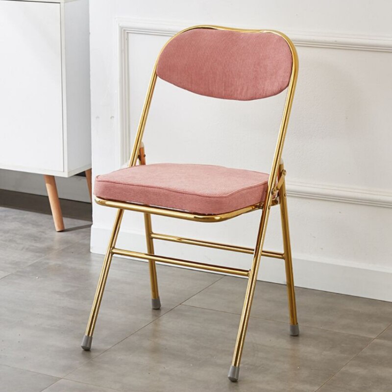 Classic Thickened Electroplated Folding Chair Comfortable Dining Chair Office Chair Accent Chairs for Living Room Furniture Ins