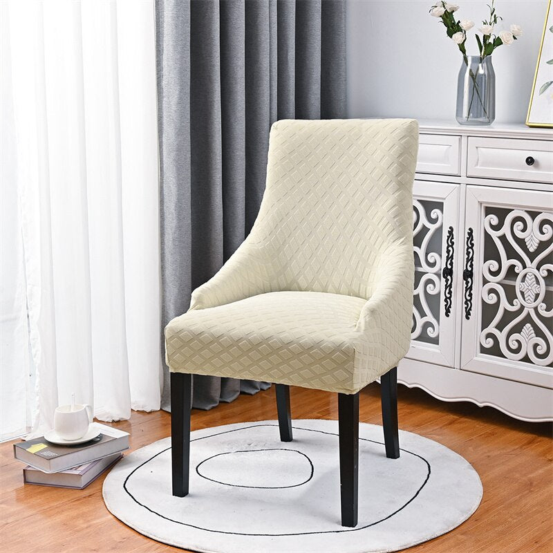 Solid Sloping Dining Chair Cover High Back Stretch Armchair Cover Elastic Accent Living Room Seat Covers Office Hotel Wedding