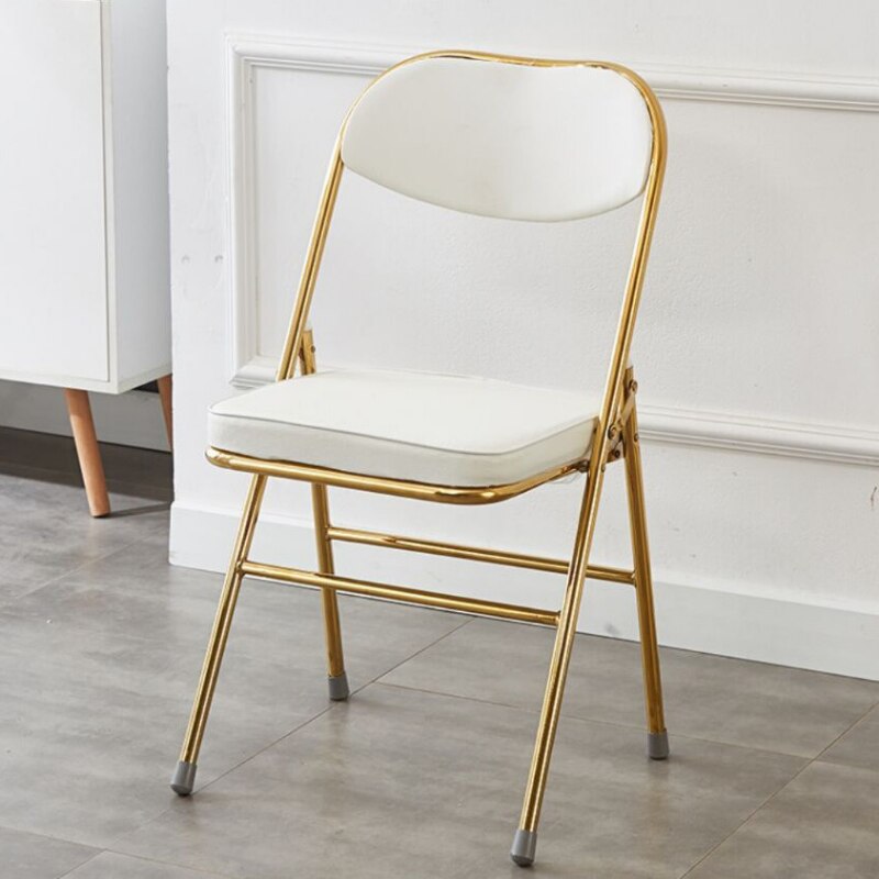 Classic Thickened Electroplated Folding Chair Comfortable Dining Chair Office Chair Accent Chairs for Living Room Furniture Ins