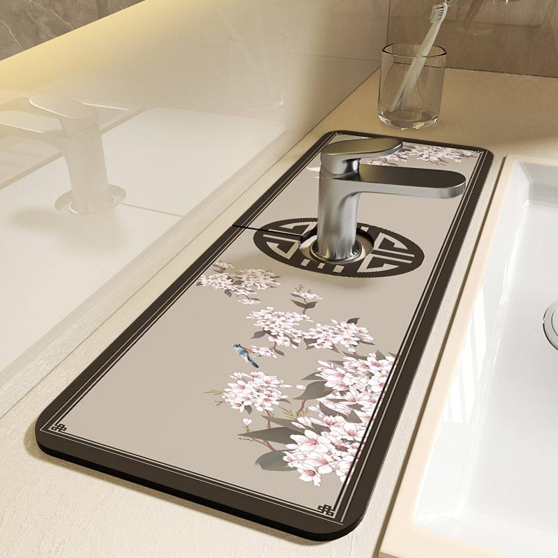 Classic Sink Faucet Drain Pad Table Mat Toilet Diatom Mud Absorbent Pad Non-slip Anti-mildew Mat for Kitchen Countertop Dining
