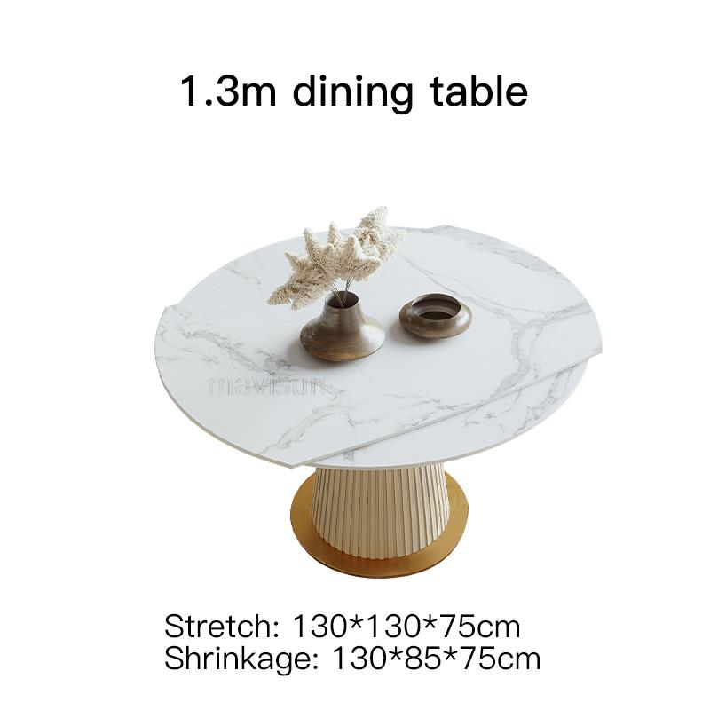 Extendable Round Kitchen Table For Dining Room Modern Luxury Indoor Home Furniture Restaurant Marble Dining Table And 6 Chairs