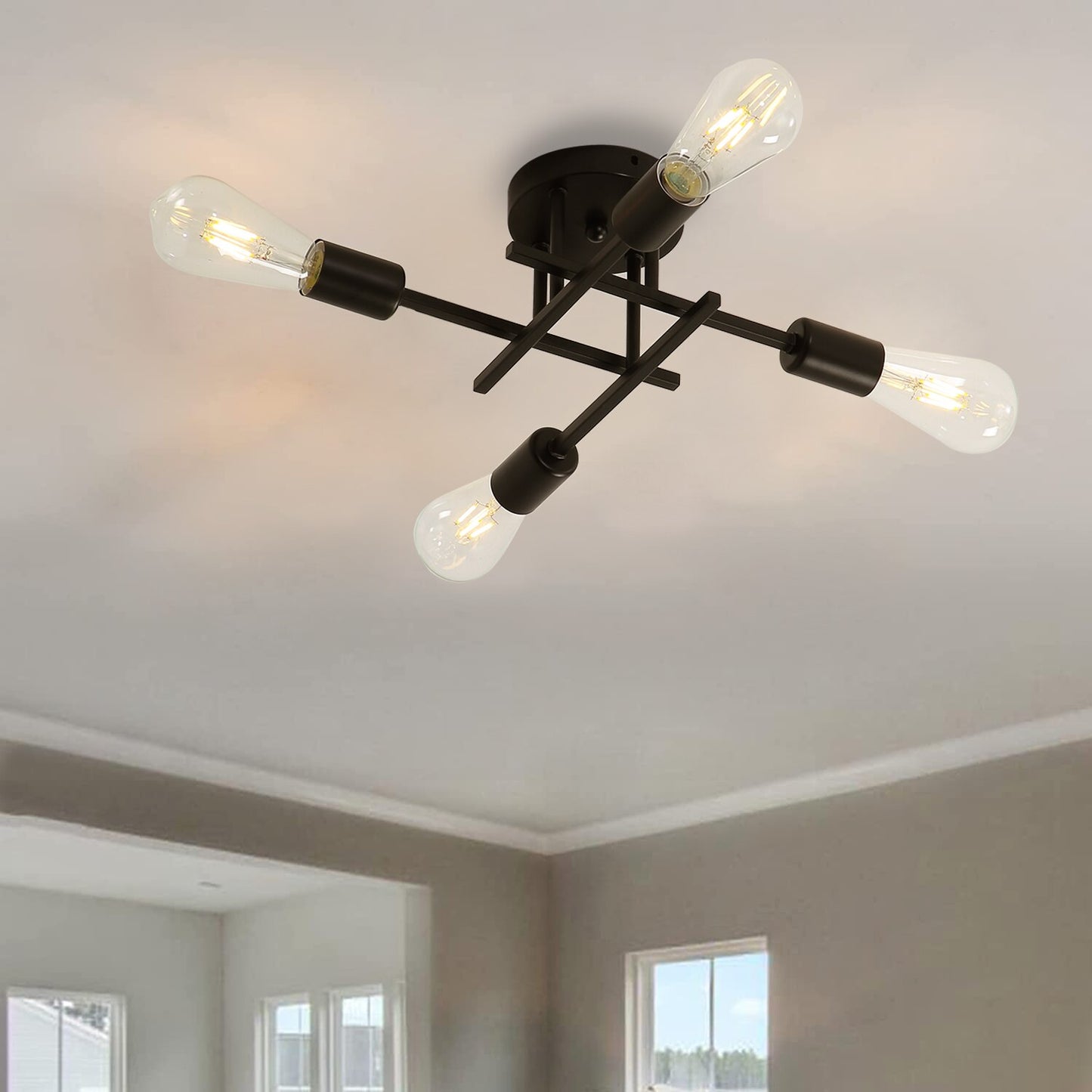Close to ceiling light fixtures home Decor Warm And Romantic Lighting indoor Modern Living Room Lamp Black Golden Chandelier