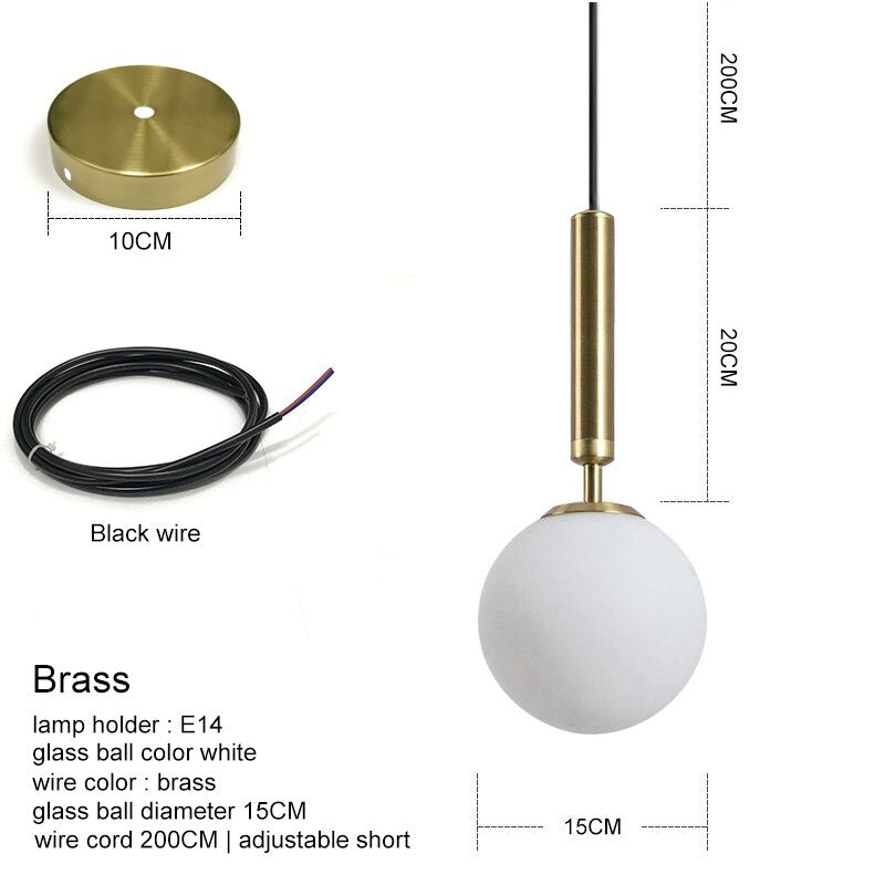 Modern Pendant Lamp Luxurious Gold Glass Ball Lampshade Hanging Lights Fixtures For Dining Room Bedroom Decoration Lighting