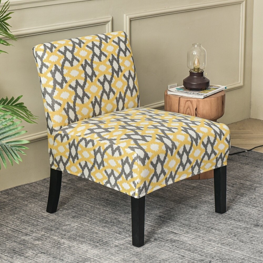 Armless Accent Slipper Chair Cover Elastic Sofa Stool Slipcover Jacquard Stretch Dining Couch Protector For Living Room Decor