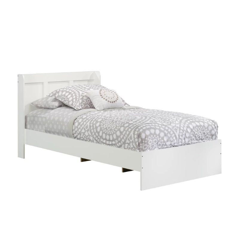 Sauder Parklane Platform Twin Bed with Headboard, Soft White Finish (Mattresses Not Included) bedframe twin bed frame