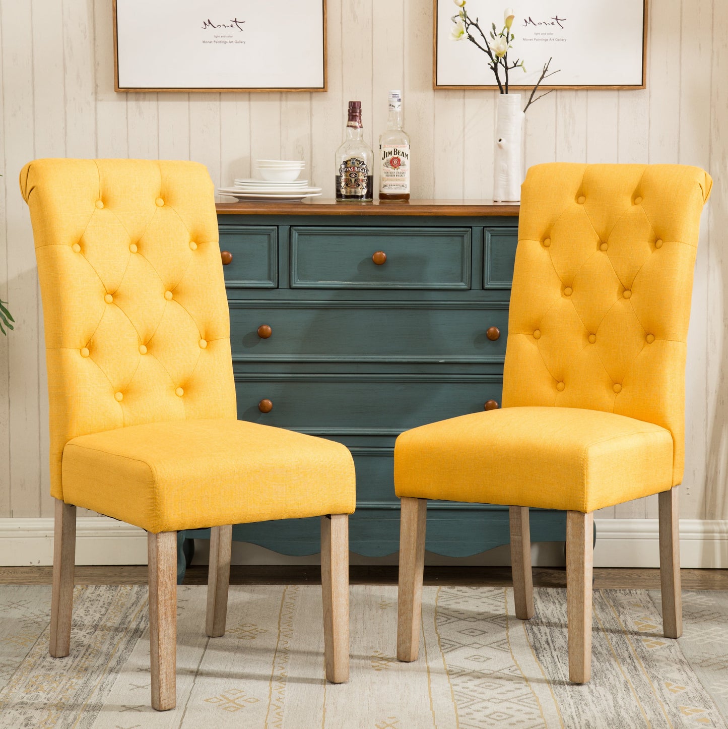 Habit Dining Chair, Set of 2, Tan Chinese Style Furniture Dining Chair Accent Chairs for Living Room Restaurant Chair
