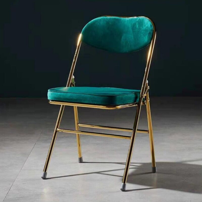 Classic Thickened Electroplated Folding Chair Comfortable Dining Chair Office Chair Accent Chairs for Living Room Furniture Ins