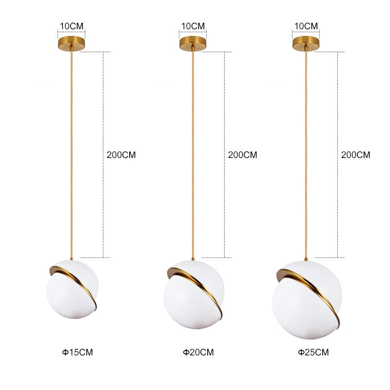 Nordic Modern LED Pendant Lights Dining Table Decor Bedroom Restaurant Chandelier Fixtures Golden Hanging Lamp Ball Lampshade