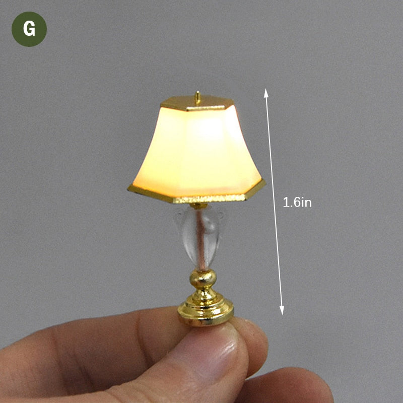 1:25 Mini Lighting Table Lamp Dollhouse Miniatures Accessories Doll House Bedroom Floor Lamp For Kid Children