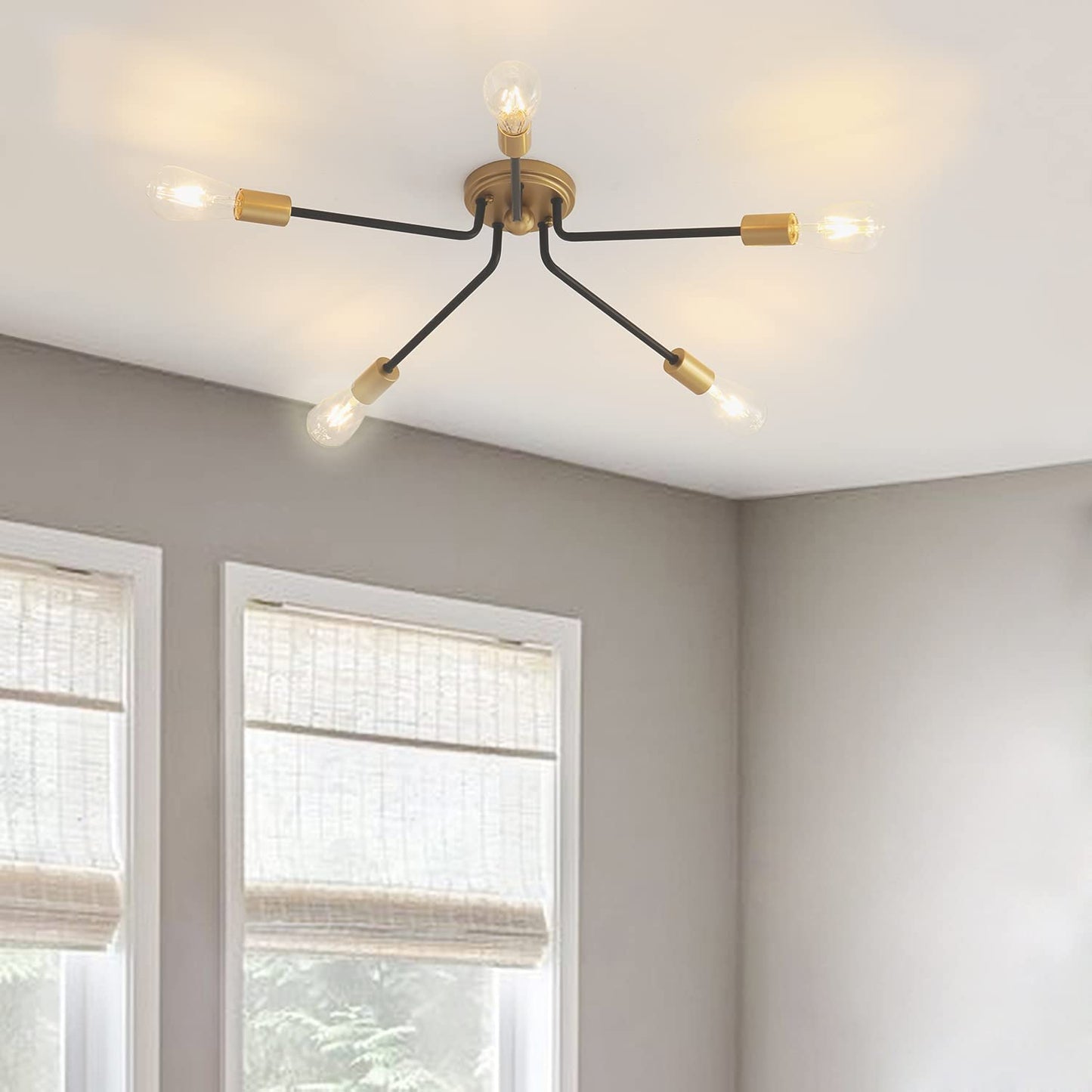 Close to ceiling light fixtures home Decor Warm And Romantic Lighting indoor Modern Living Room Lamp Black Golden Chandelier