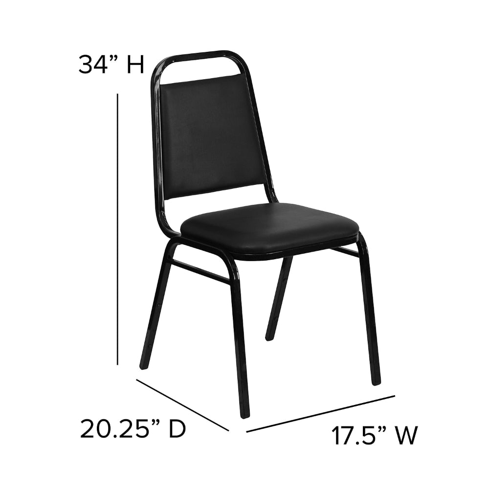4 Pack HERCULES Series Trapezoidal Back Stacking Banquet Chair In Black Vinyl - Black Frame Accent Chairs for Living Room
