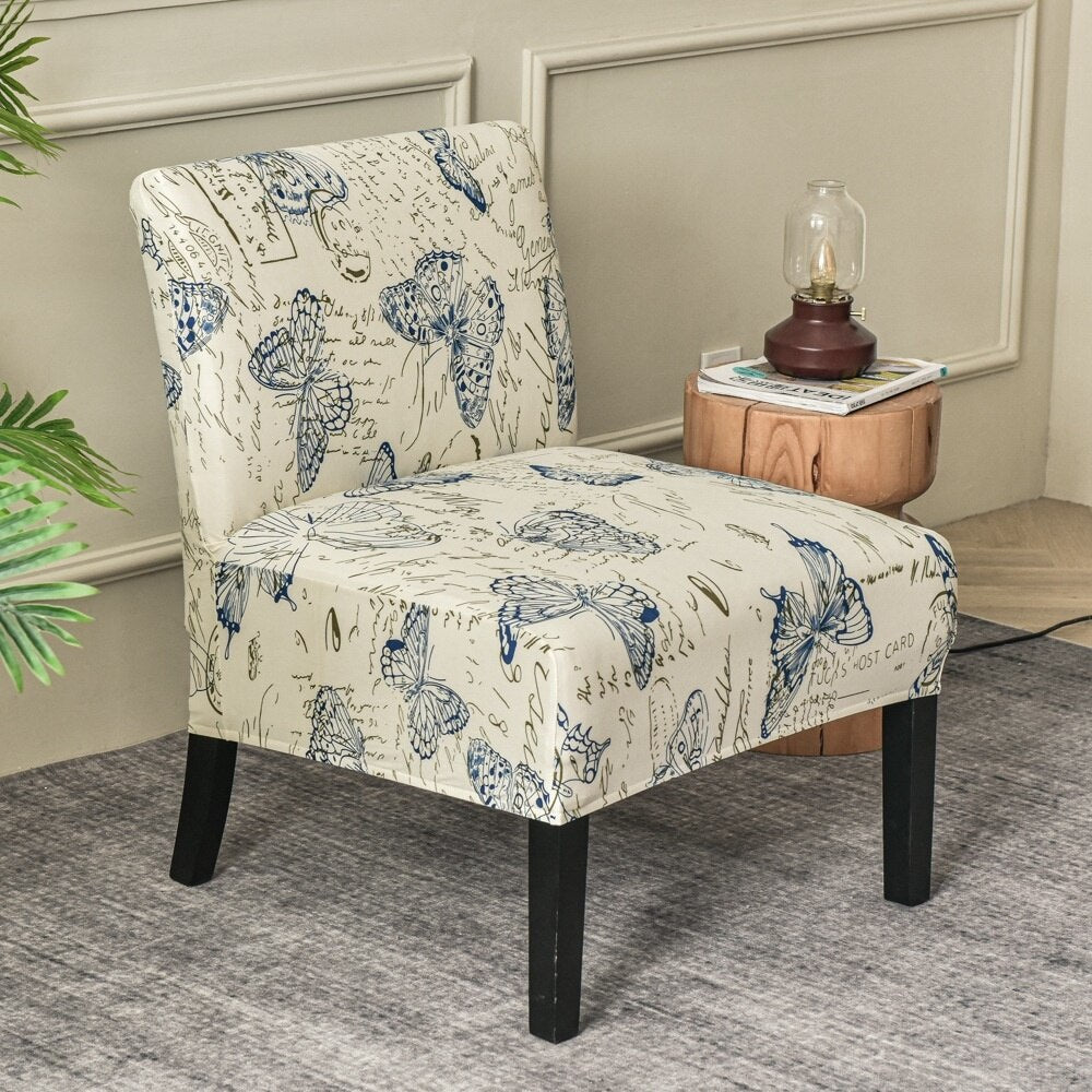 Armless Accent Slipper Chair Cover Elastic Sofa Stool Slipcover Jacquard Stretch Dining Couch Protector For Living Room Decor