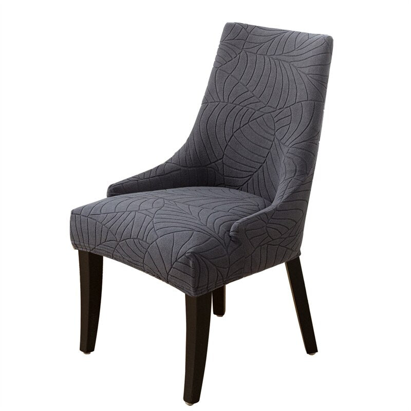 Jacquard Sloping Chair Cover High Back Armchair Cover Elastic Accent Living Dining Room Seat Covers Office Hotel Wedding Party