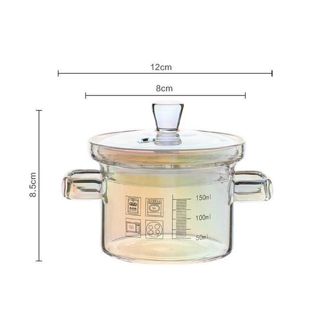 INS Cute High-value Love Pink Glass Pan High Borosilicate Heat-resistant Binaural Soup Pot Open Fire Instant Noodle Cooking Pot