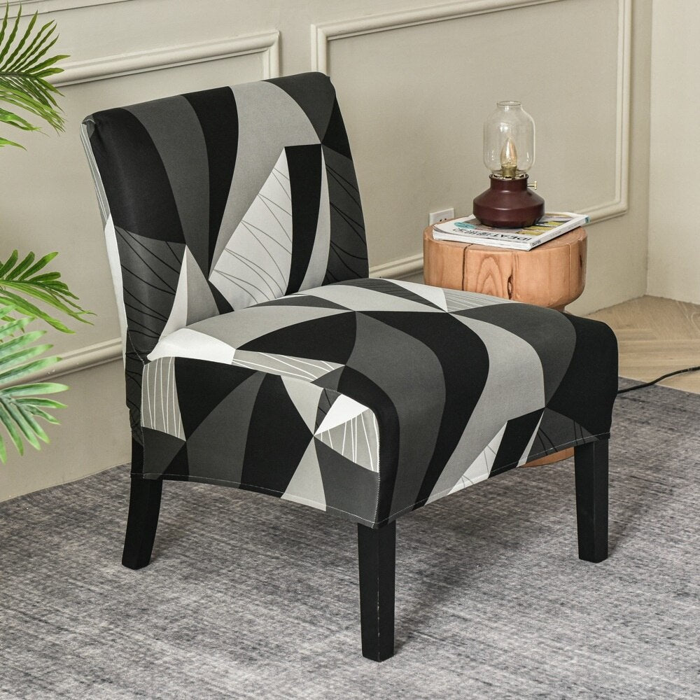 Armless Accent Slipper Chair Cover Elastic Sofa Stool Slipcover Jacquard Stretch Dining Couch Protector For Living Room Decor