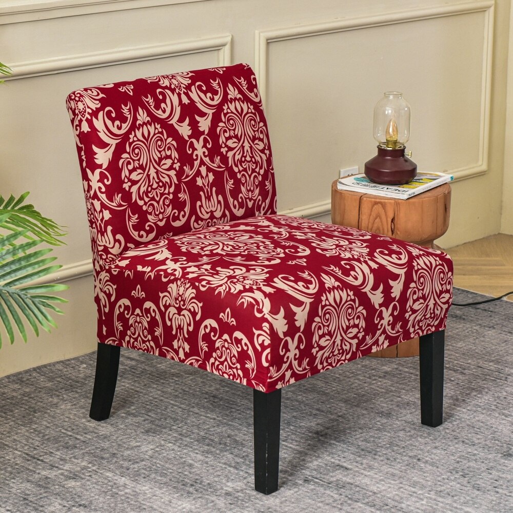 Armless Accent Slipper Chair Cover Elastic Sofa Stool Slipcover Jacquard Stretch Dining Couch Protector For Living Room Decor