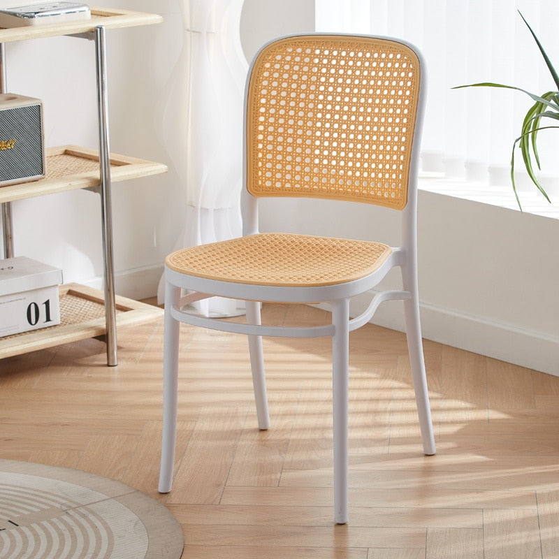 Nordic Mobile Dining Chairs Accent Living Room Office Rattan Designer Dining Chairs Balcony Ergonomic Cadeira Rattan Furnitures